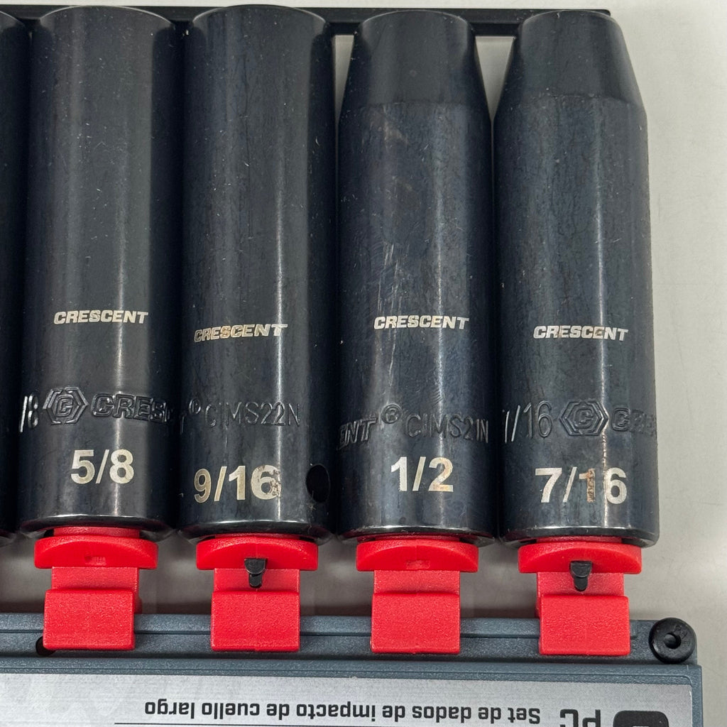 CRESCENT 8 Piece 1/2" Drive 6 Point Deep Impact SAE Socket Set
