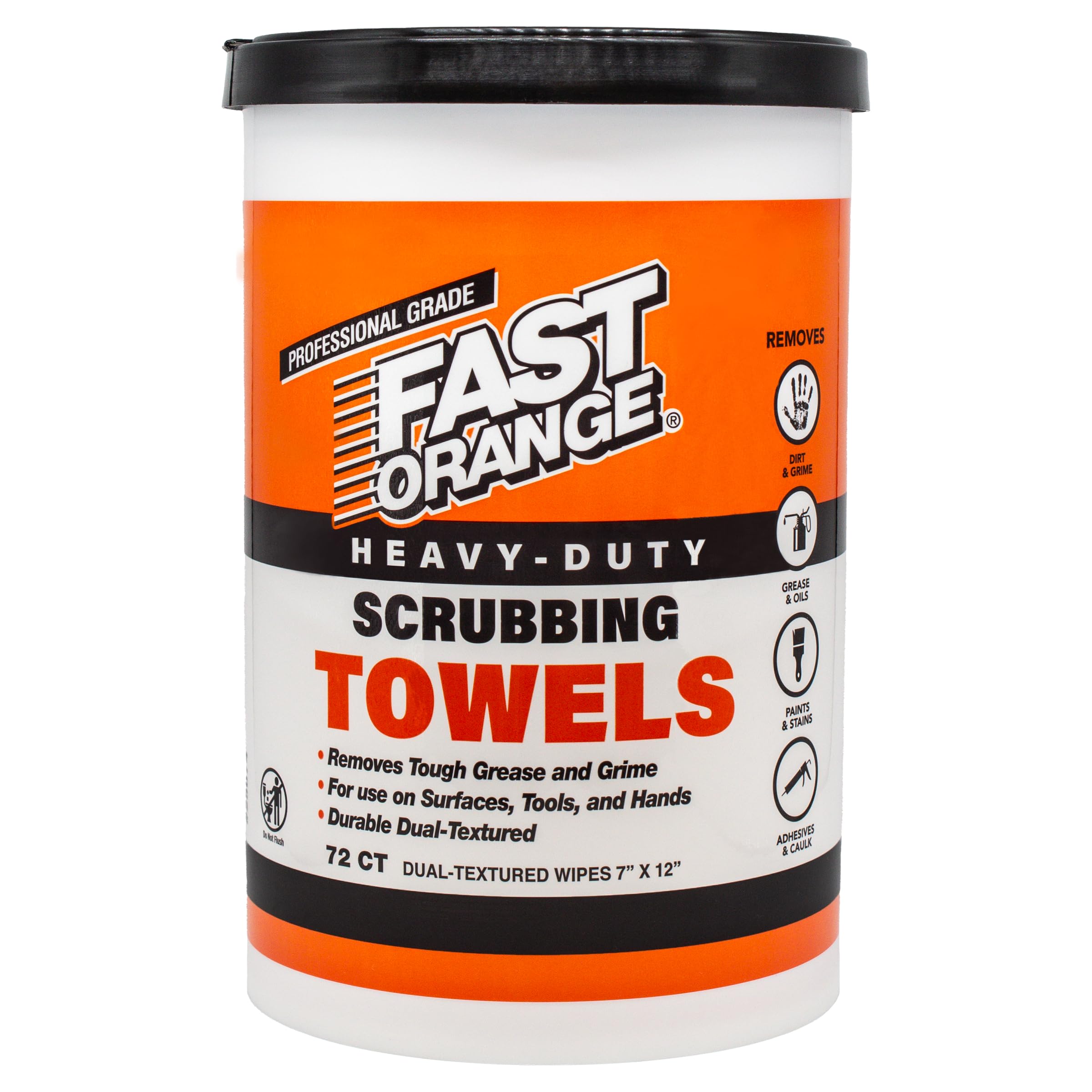 Fast Orange Heavy Duty Scrubbing Towels Removes Tough Grease Grime Paint Resins Glue and More for Hands Tools and Surfaces Without Sticky Residue 72 ct