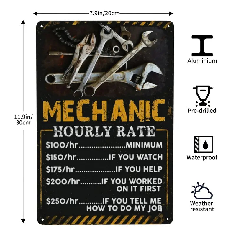 Vintage Metal Garage Service Sign for Cafes and Bars