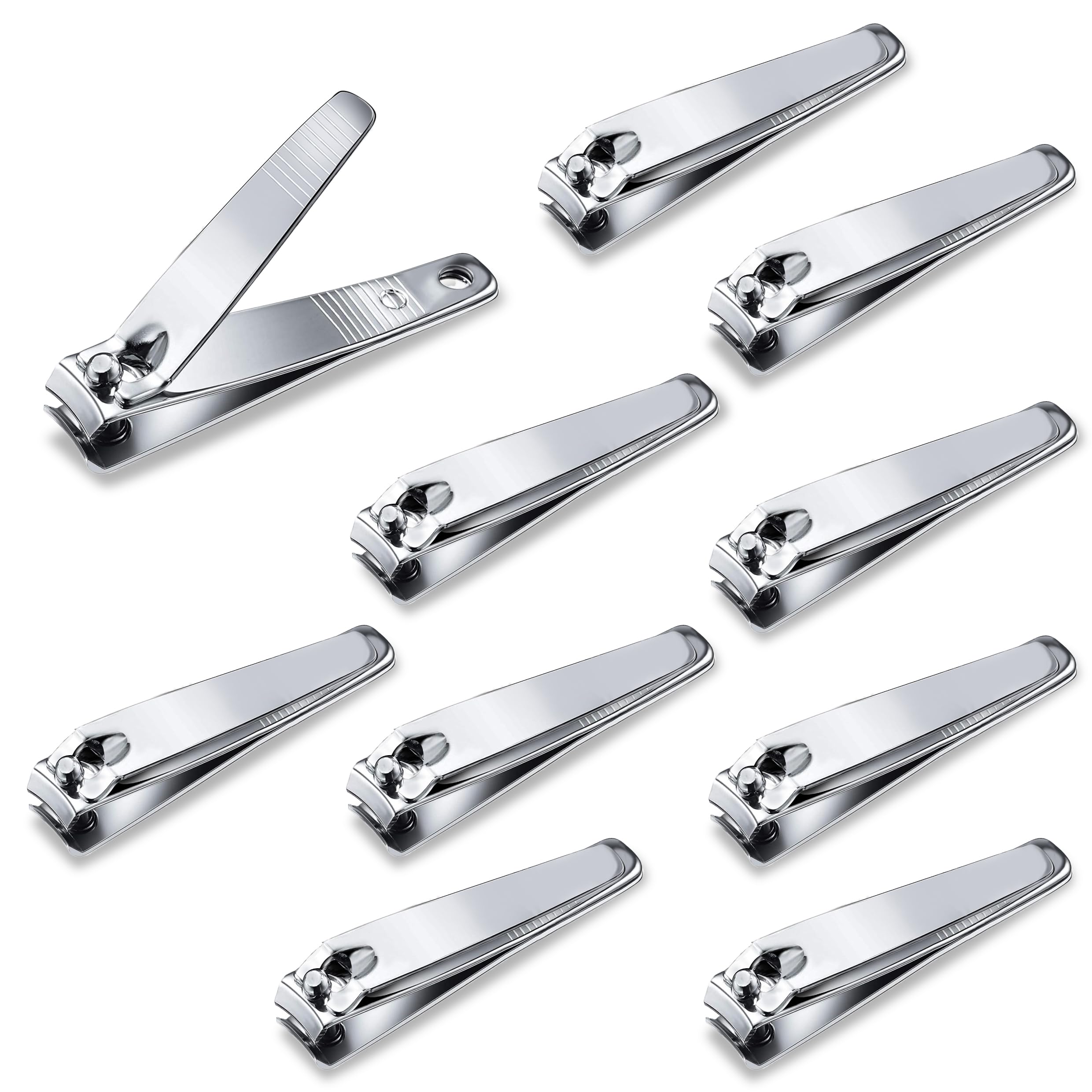 10 Pack Straight Nail Clippers BulkSharp Blade Toe Nail Clippers Fingernail & Toenail Nail Clipper in BulkNail Supplies Manicure Tools for Women Man Adult Homeless Care