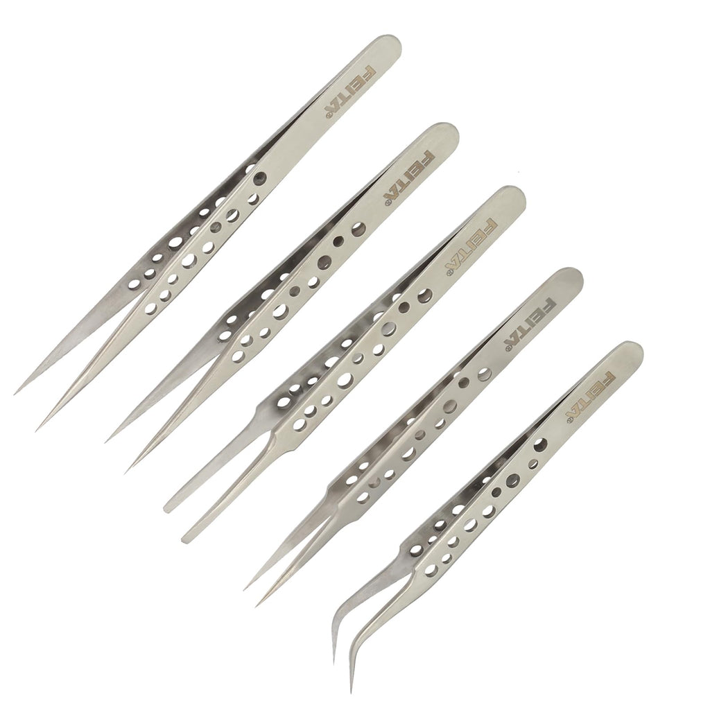 FEITA Tweezers Precision Tweezer Set Crafts Tweezer Kit Soldering Tweezers Jewelry Tweezers Tweezers for Crafting Lash Extensions Electronics Hobby Tools