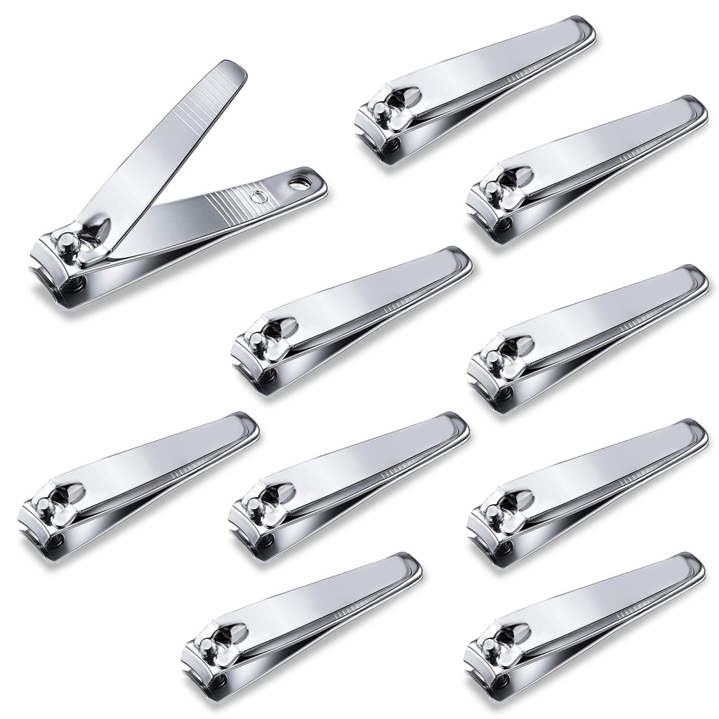 10 Pack Straight Nail Clippers BulkSharp Blade Toe Nail Clippers Fingernail & Toenail Nail Clipper in BulkNail Supplies Manicure Tools for Women Man Adult Homeless Care
