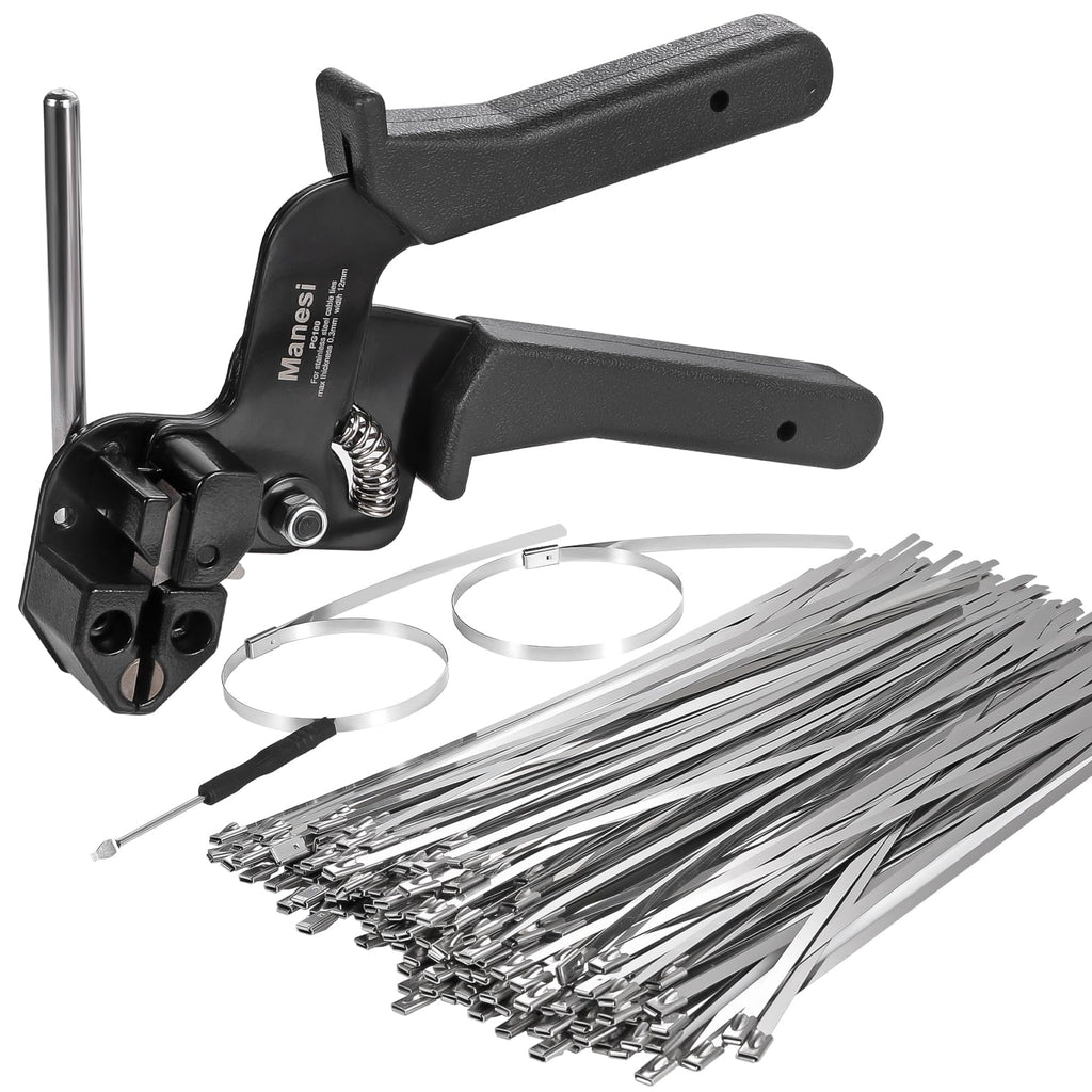Stainless Steel Cable Tie Toolset with 100 UV-Resistant Ties