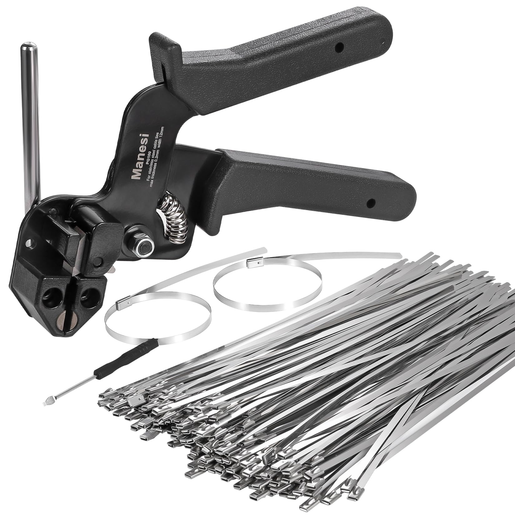 Stainless Steel Cable Tie Toolset with 100 UV-Resistant Ties