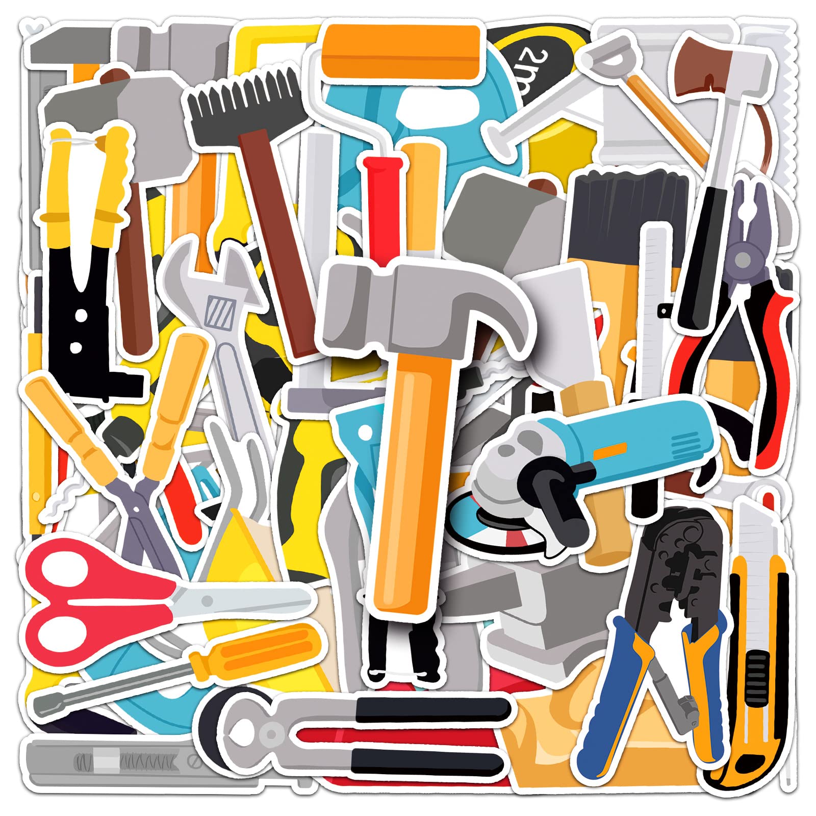 Tool Themed 50Pc Sticker Set for Kids and Teens